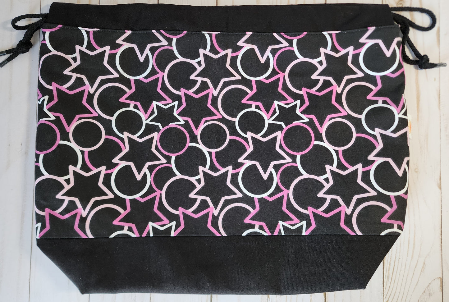 Stars and Circles Large Drawstring Project Bag