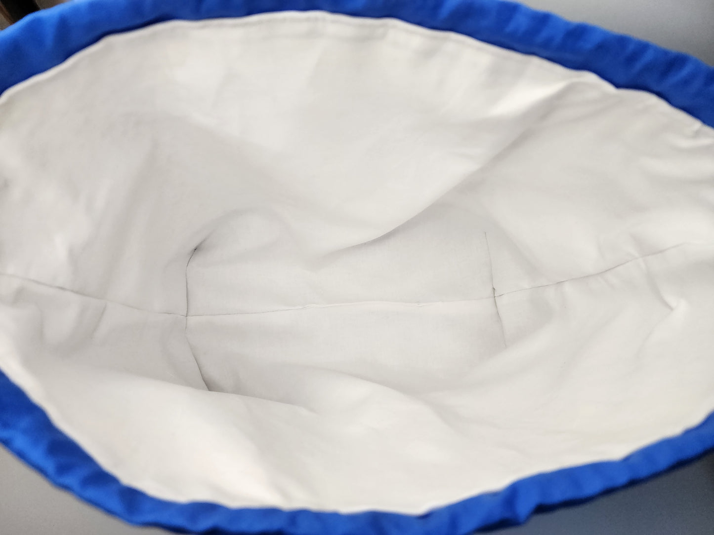 Large 2 Blues Flower Drawstring Project Bag