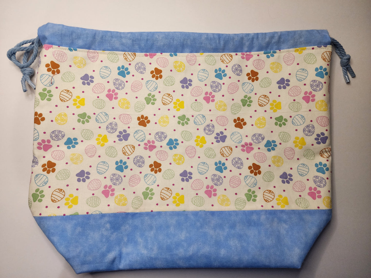 Easter Paw Prints with Blue Large Project Bag