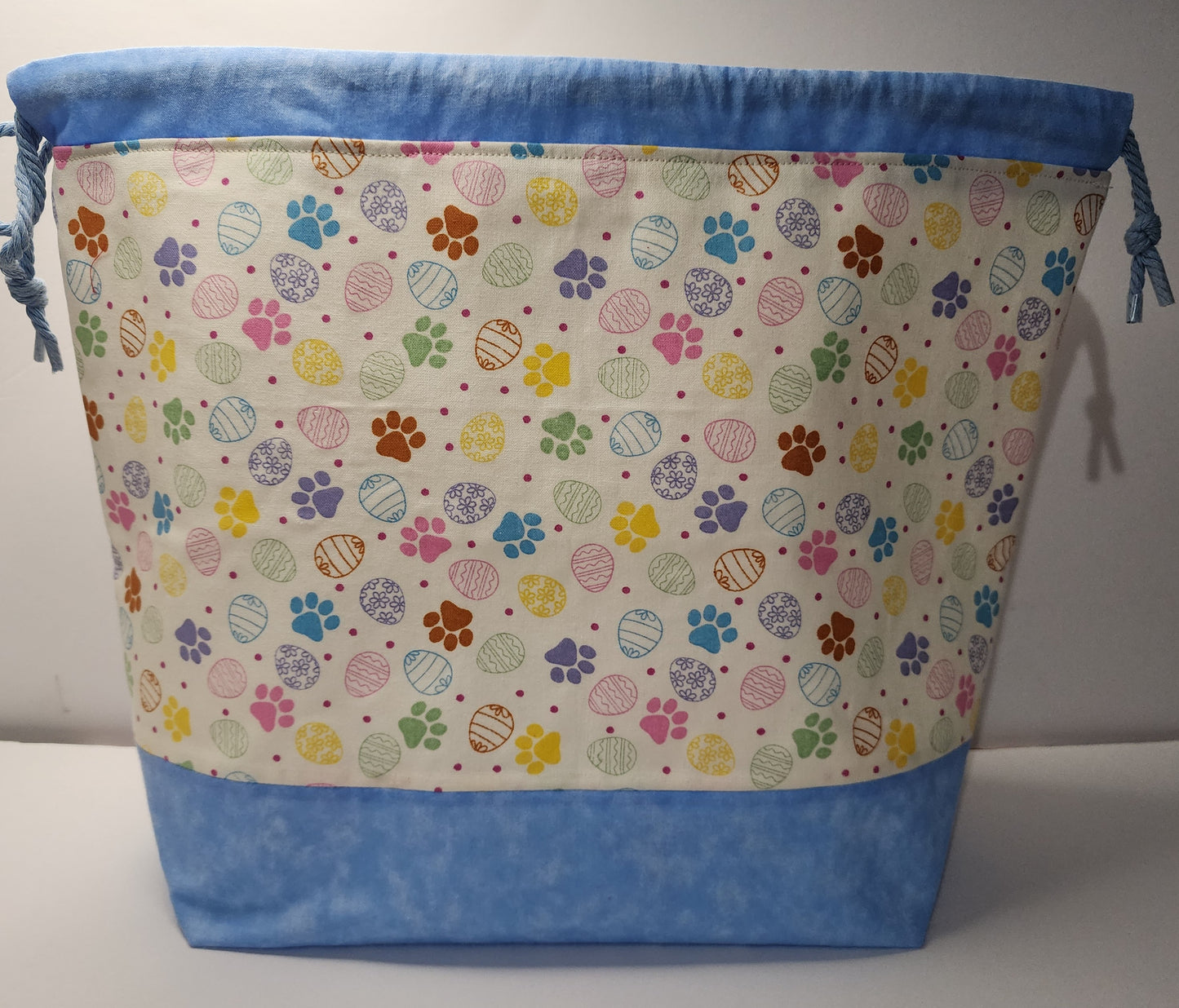 Easter Paw Prints with Blue Large Project Bag