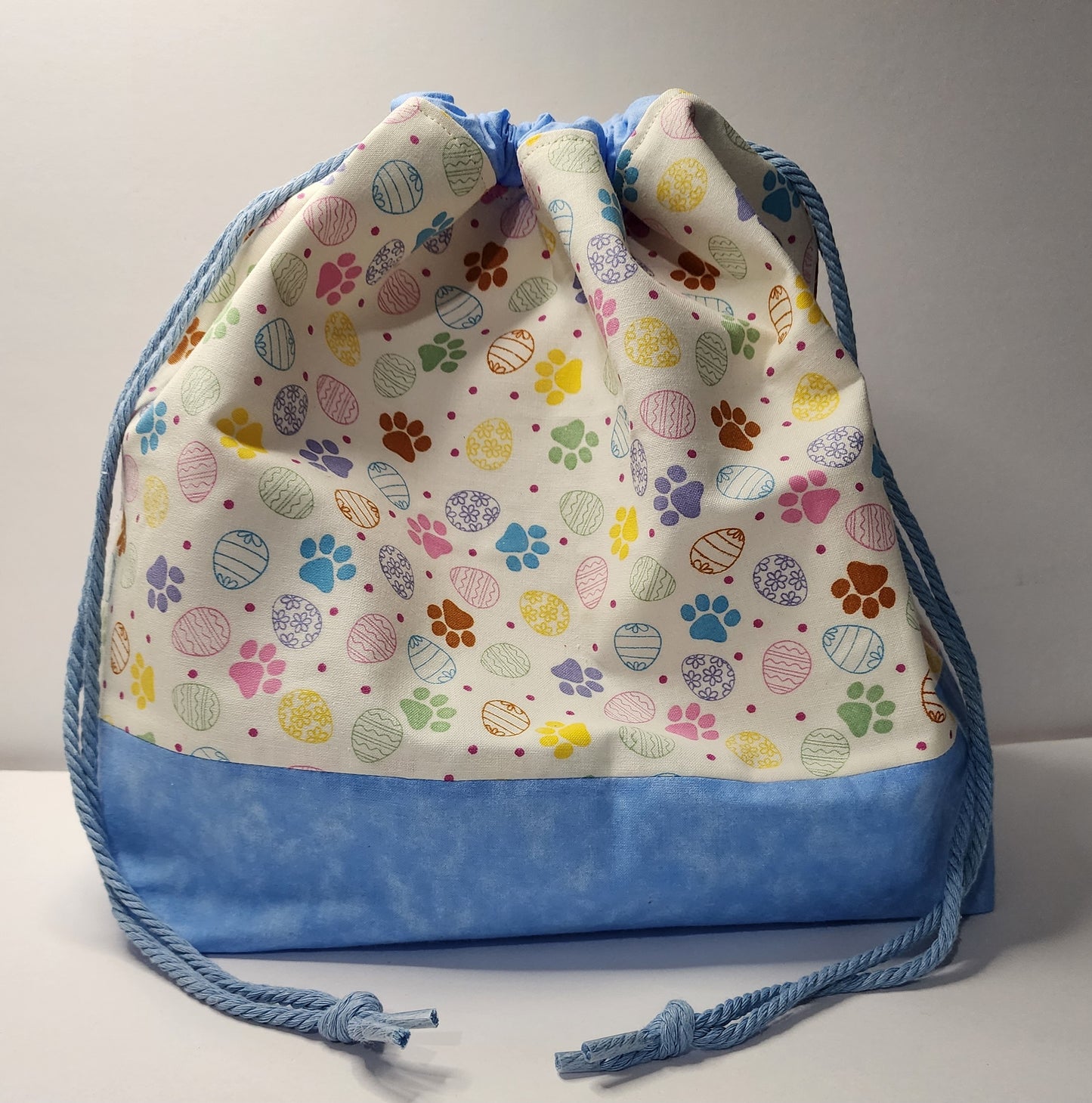 Easter Paw Prints with Blue Large Project Bag