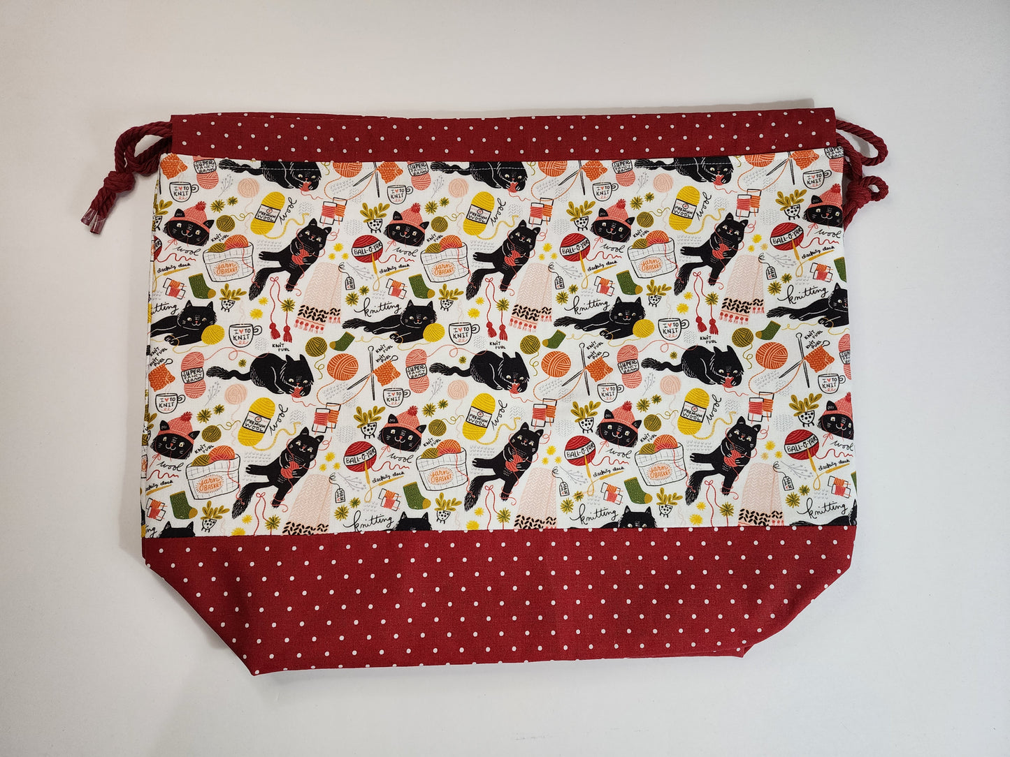 Knitting Kittens Large Drawstring Bag