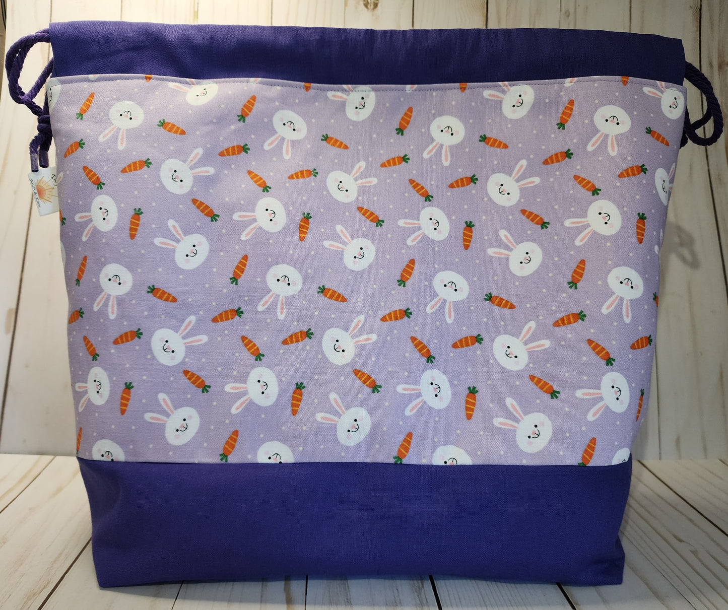 Large Bunnies and Carrots Drawstring Project Bag