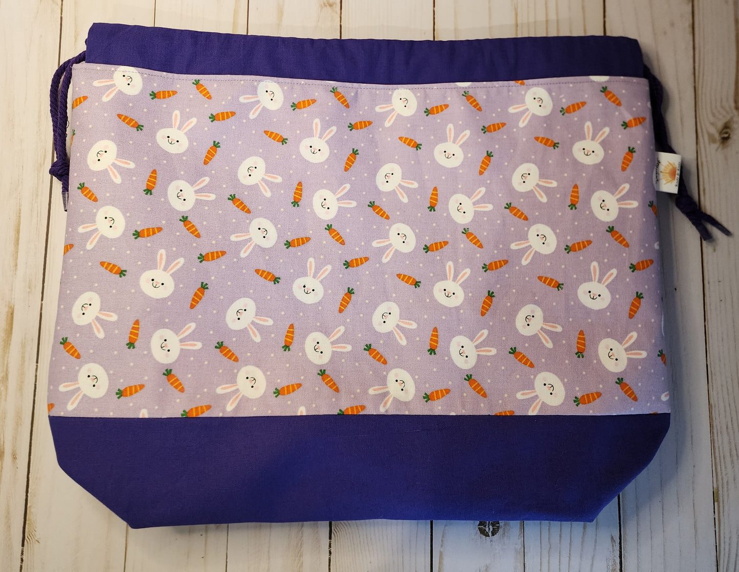 Large Bunnies and Carrots Drawstring Project Bag