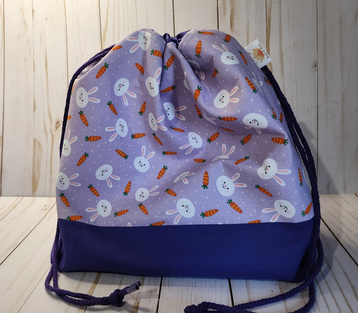 Large Bunnies and Carrots Drawstring Project Bag