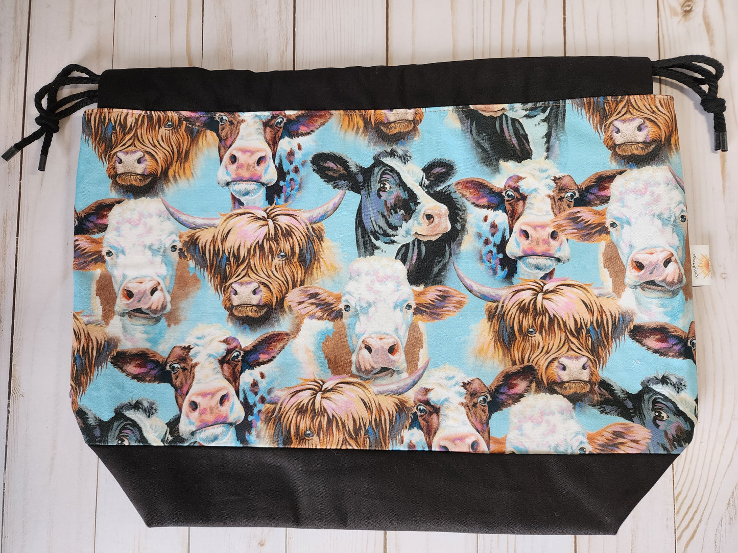 Cows Large Drawstring Project Bag