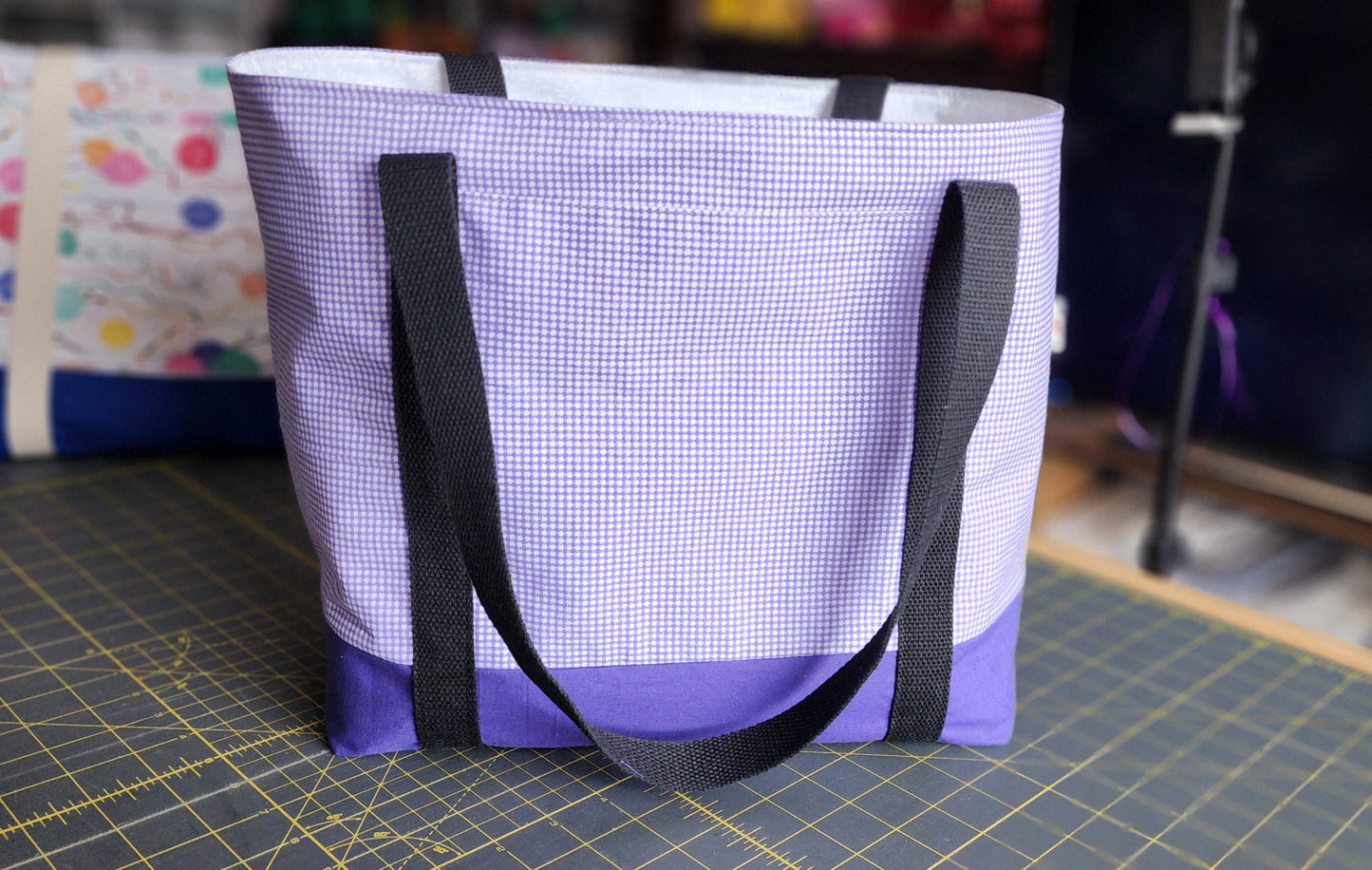 Purple Gingham Tote Bag Custom For AUTUMN