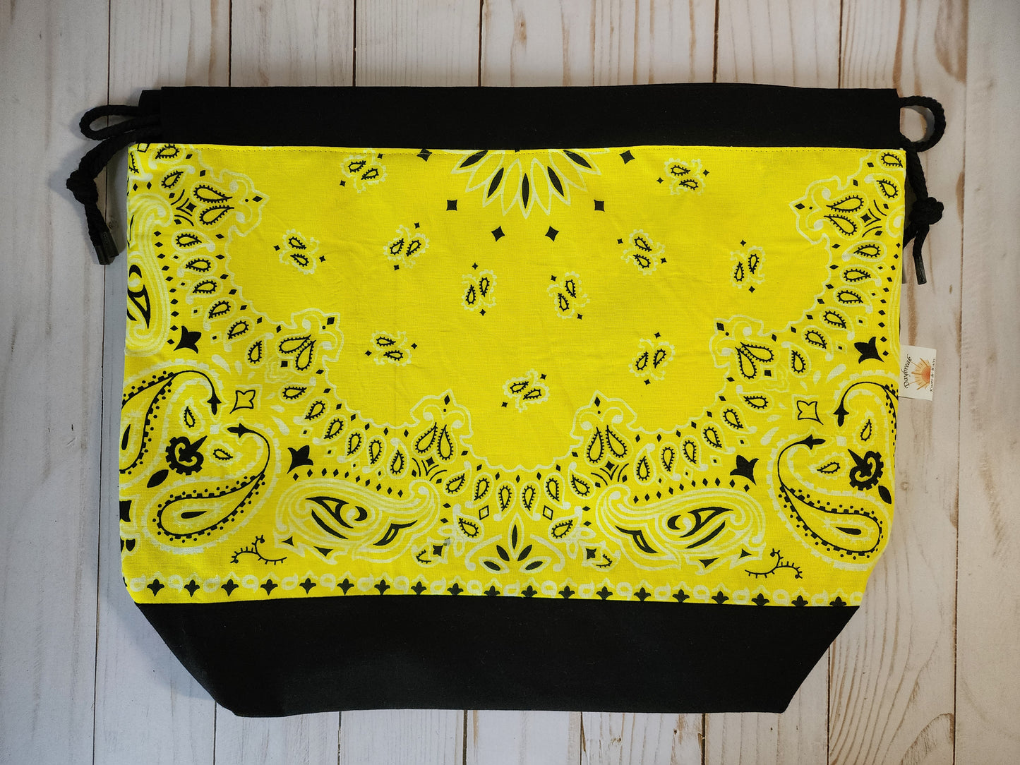 Neon Yellow Large Drawstring Project Bag