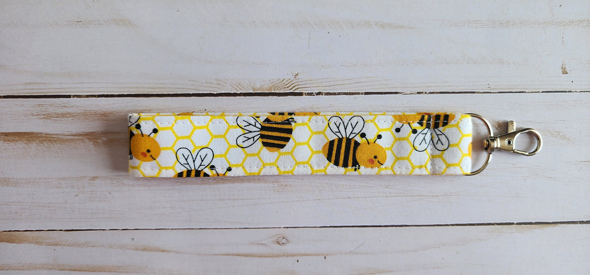 Happy Bees Wristlet Keychain