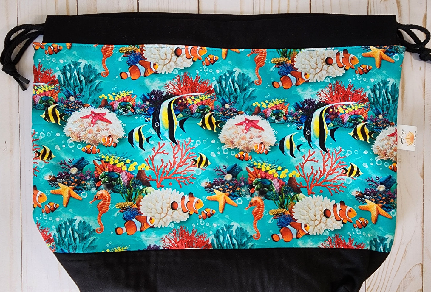 Tropical Fish Large Drawstring Project Bag