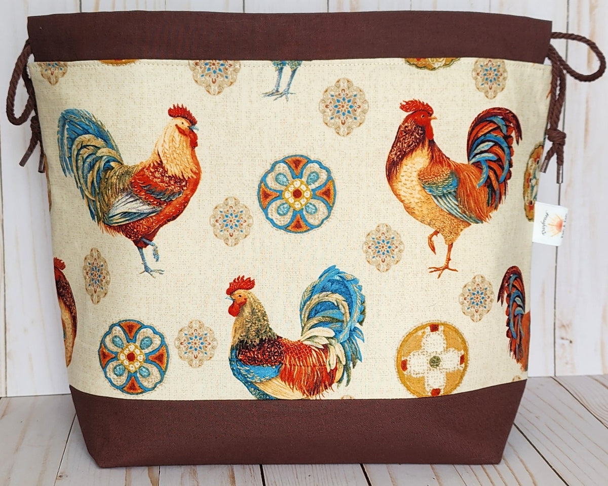 Medalliom Chicken Large Drawstring Project Bag