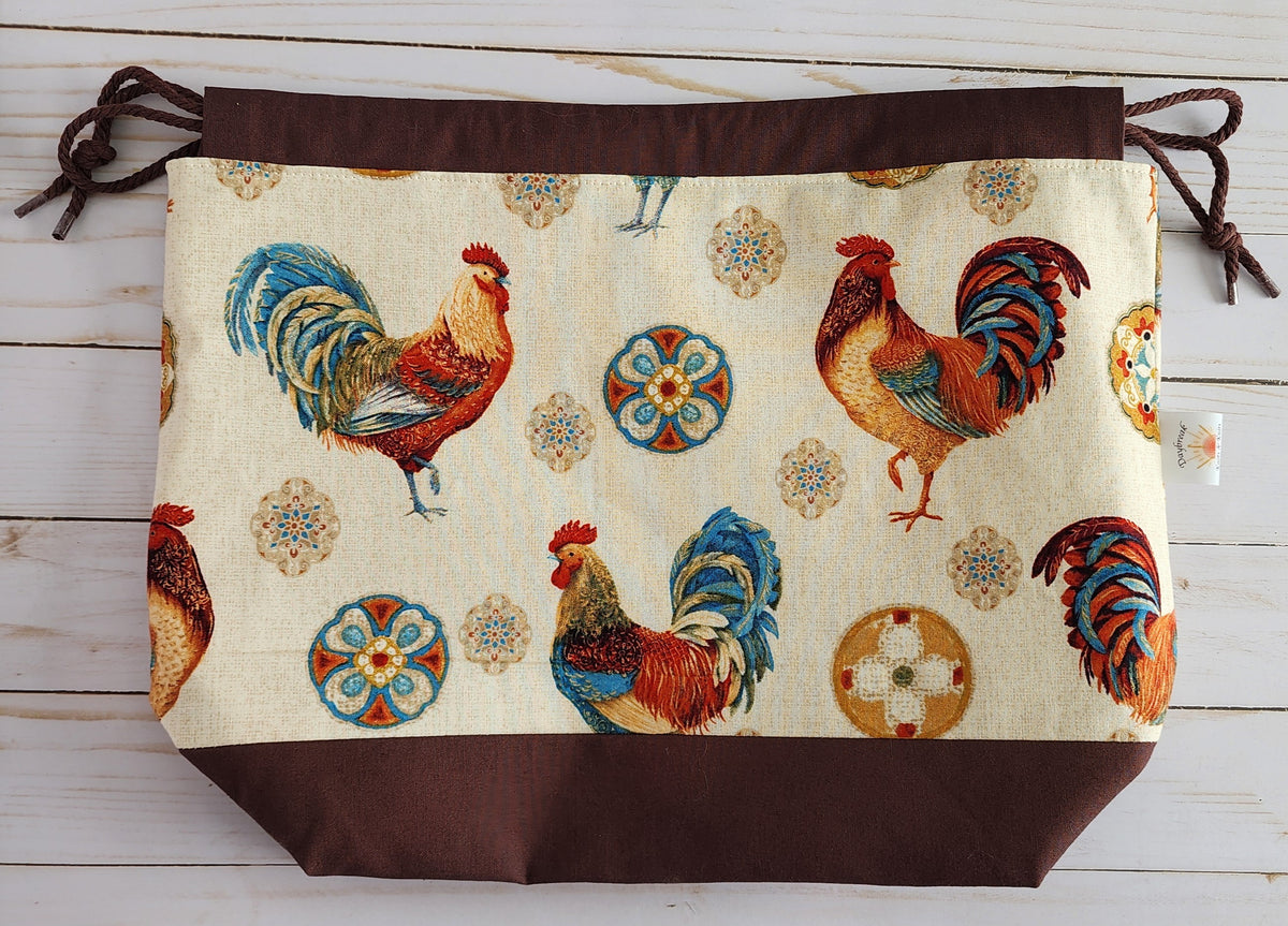 Medalliom Chicken Large Drawstring Project Bag
