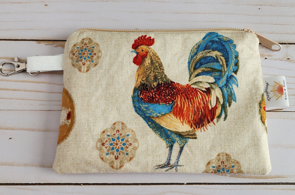 Medallion Chicken Cream Zip Notion Pouch / Wallet Pouch
