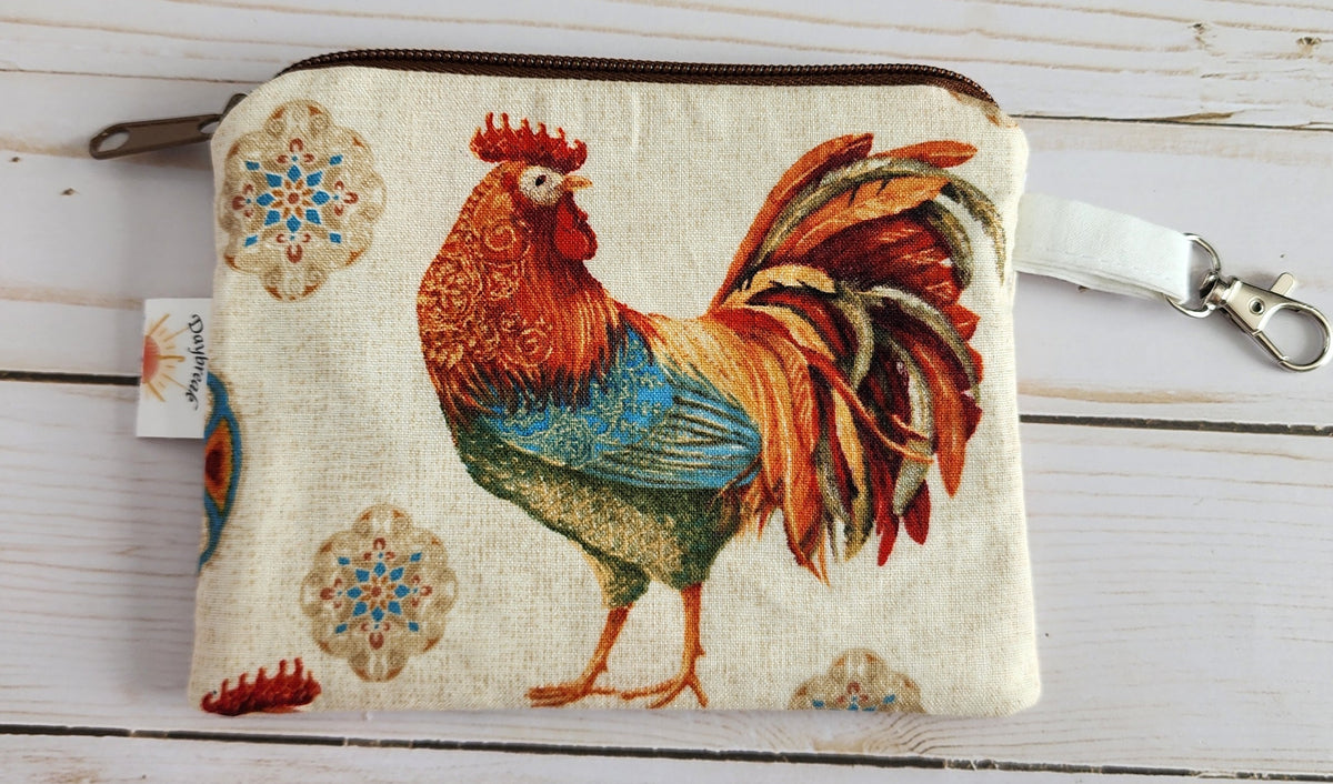 Medallion Chicken Brown Zip Pouch / Wallet Pouch