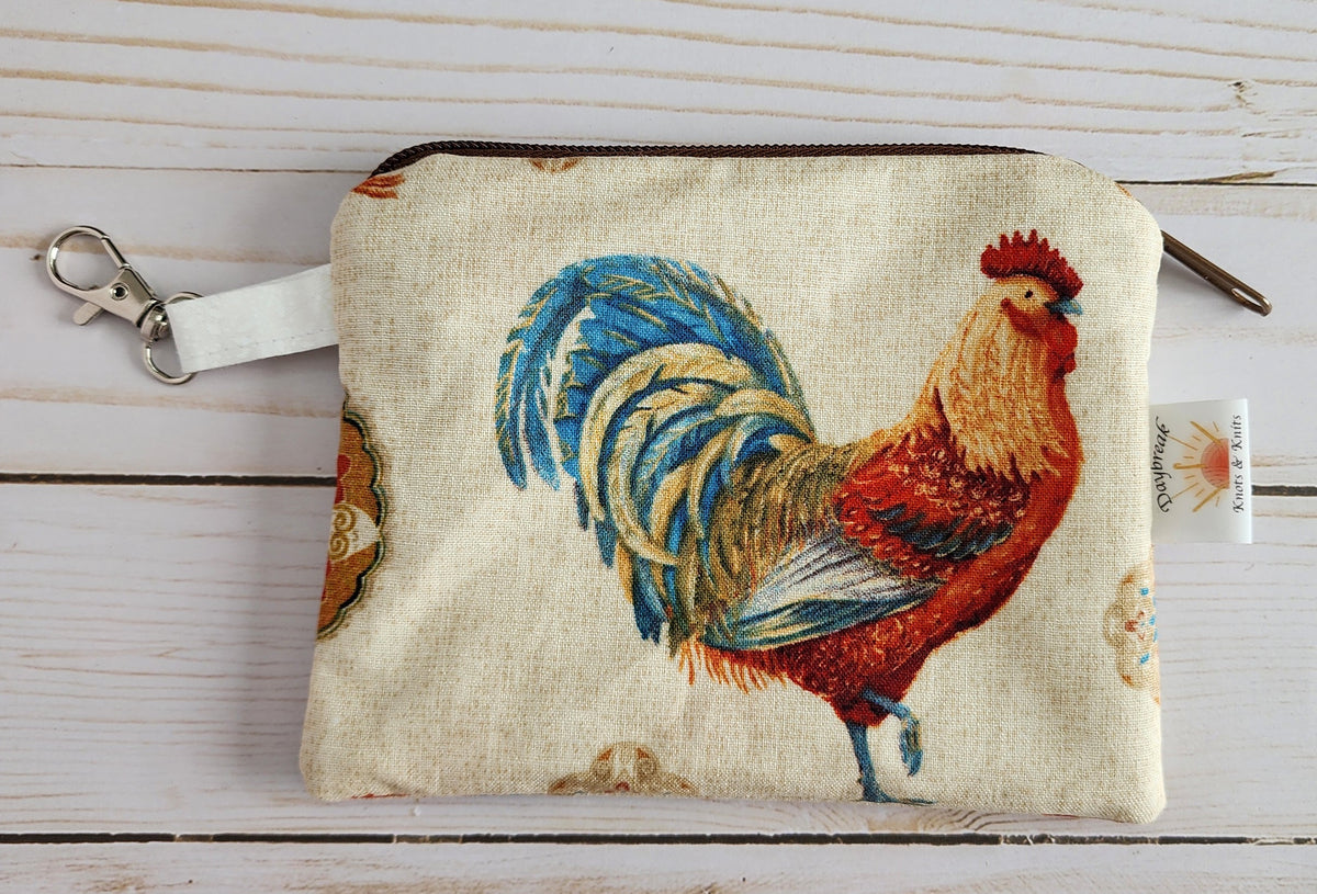 Medallion Chicken Brown Zip Pouch / Wallet Pouch