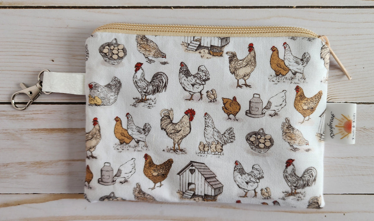 Chicken Cream Zip Notion Pouch / Wallet Pouch