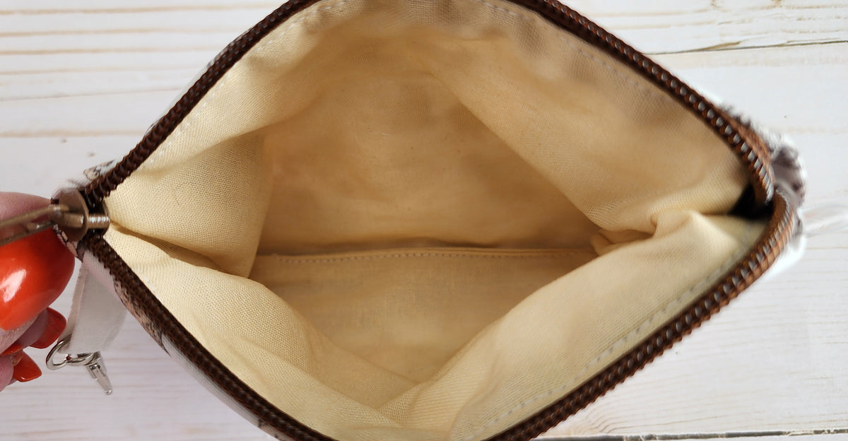 Chicken Brown Zip Notion Pouch / Wallet Pouch