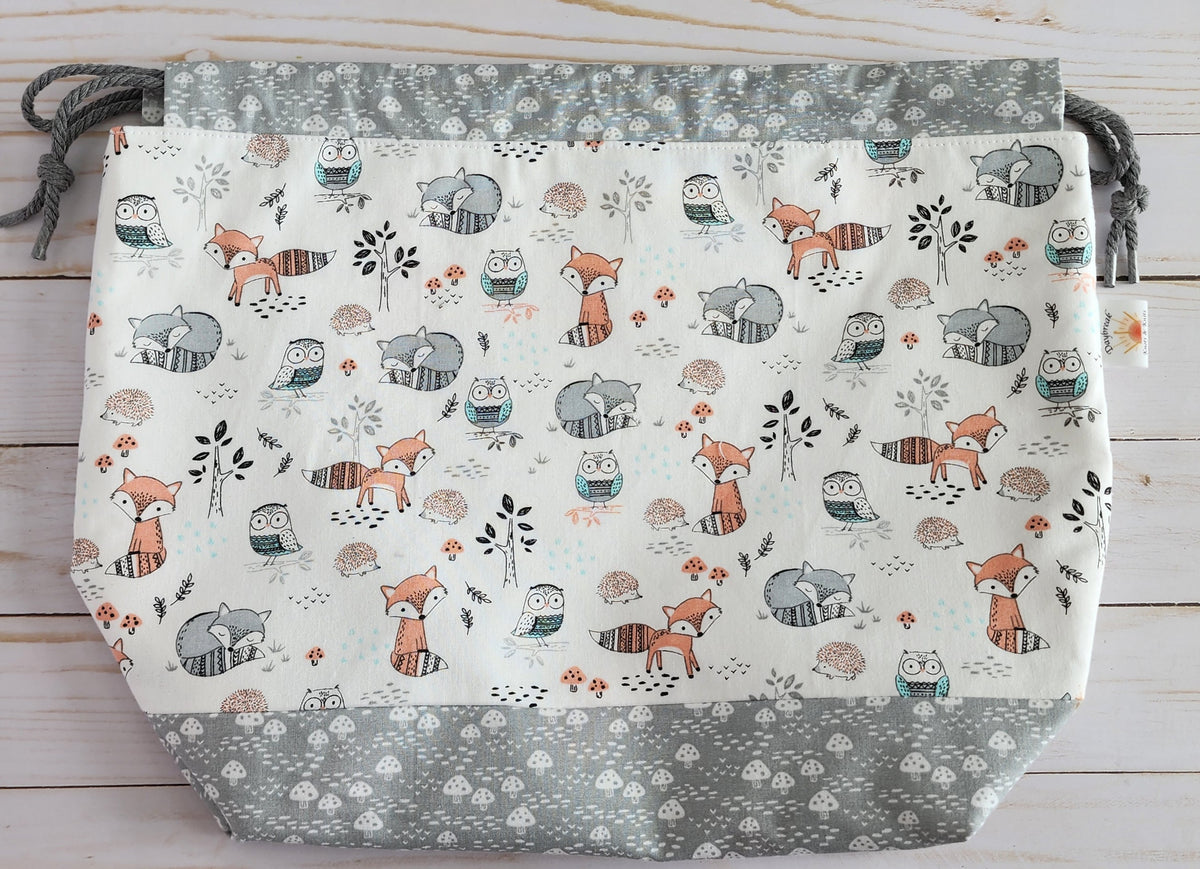 Woodland Creatures Drawstring Project Bag