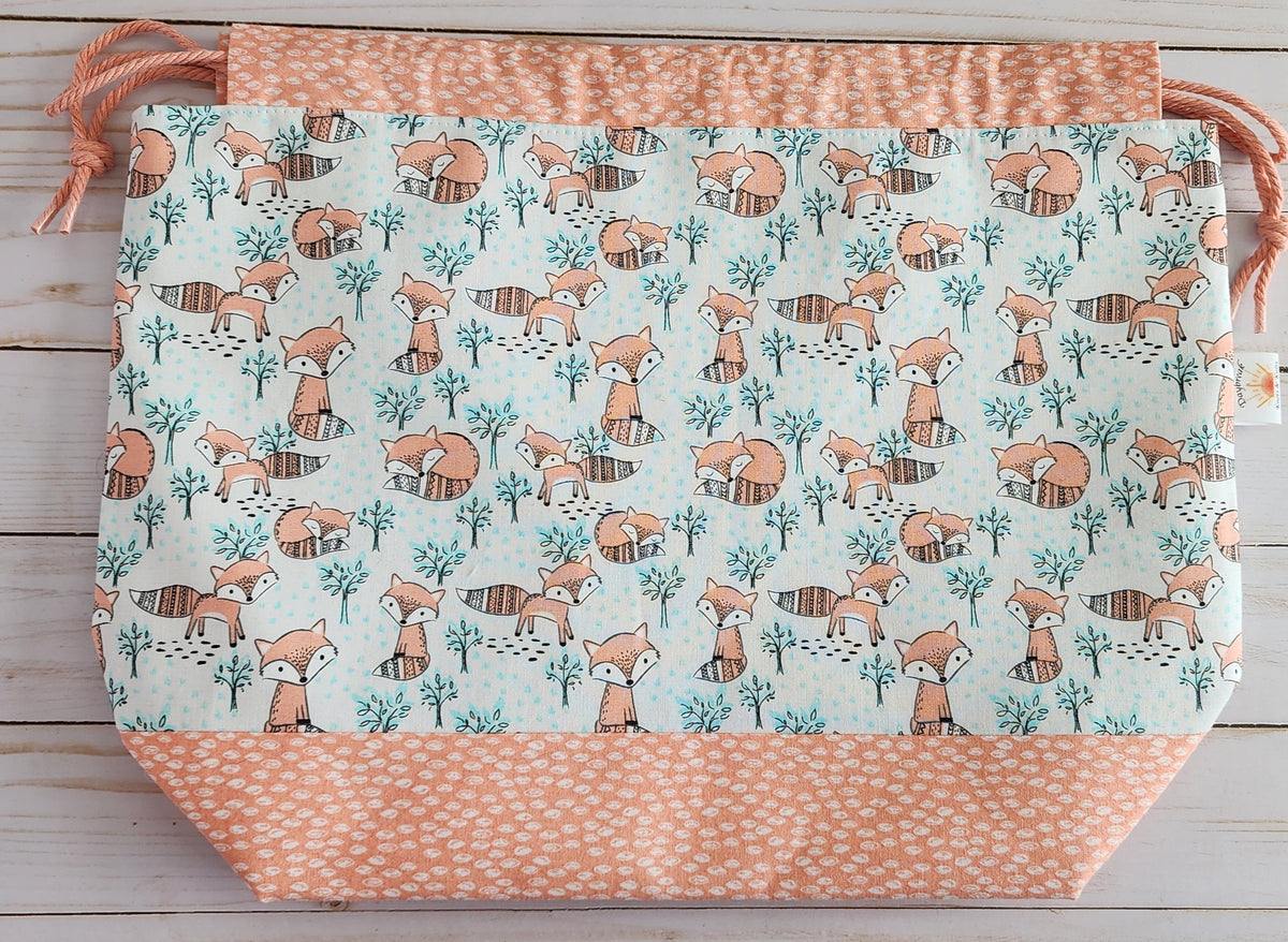 Fox Large Drawstring Project Bag
