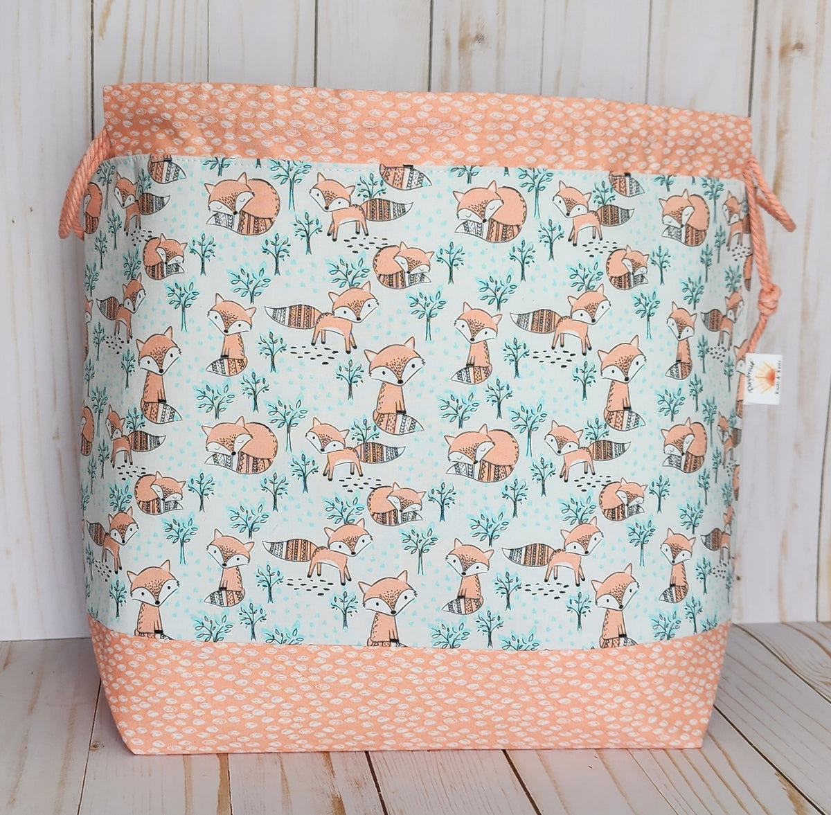 Fox Large Drawstring Project Bag