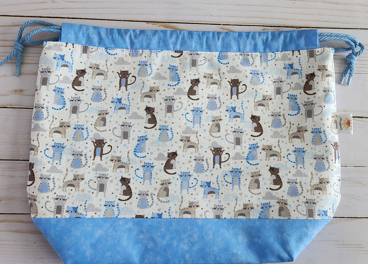 Kitty Large Drawstring Project Bag