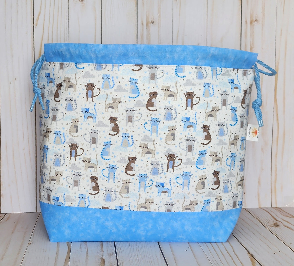 Kitty Large Drawstring Project Bag