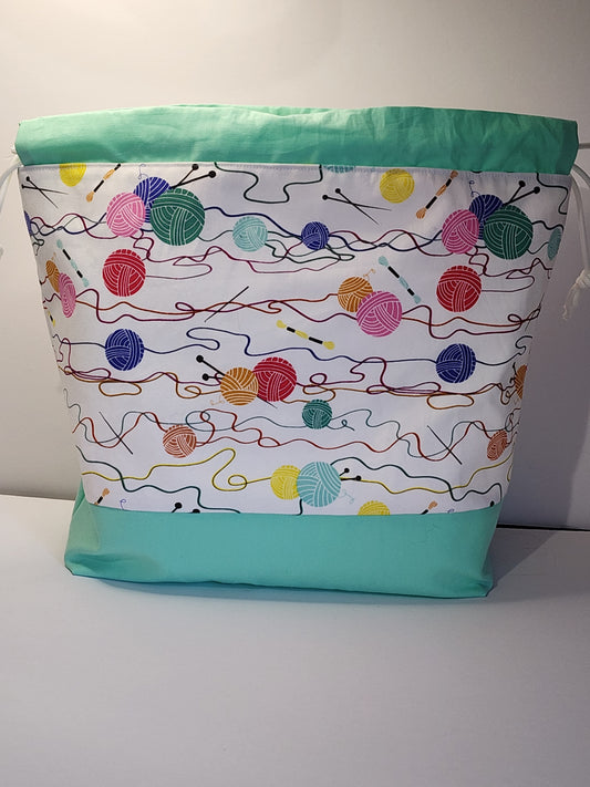Large Yarn Ball Mint Green Project Bag