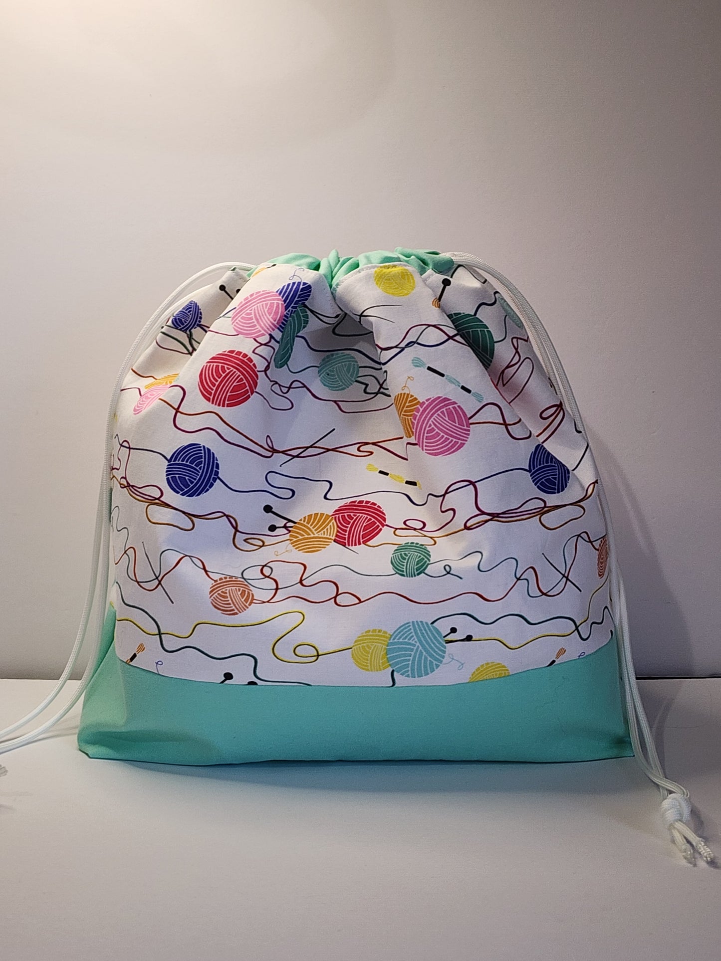 Large Yarn Ball Mint Green Project Bag