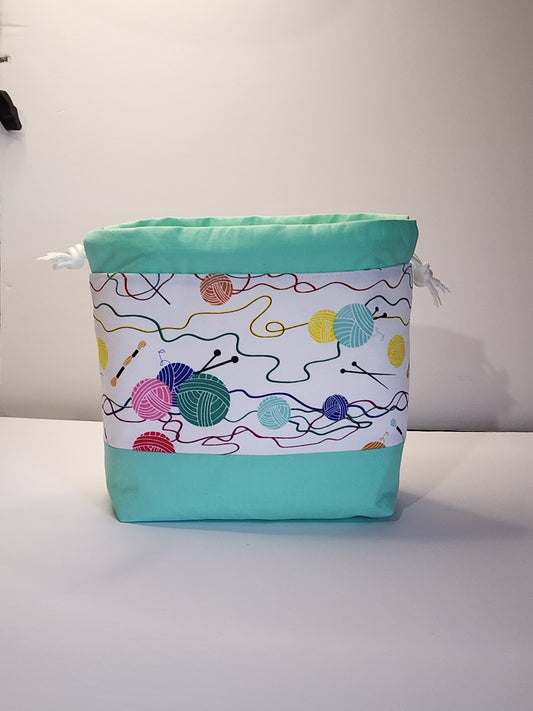 Small Yarn Ball Drawstring Project Bag