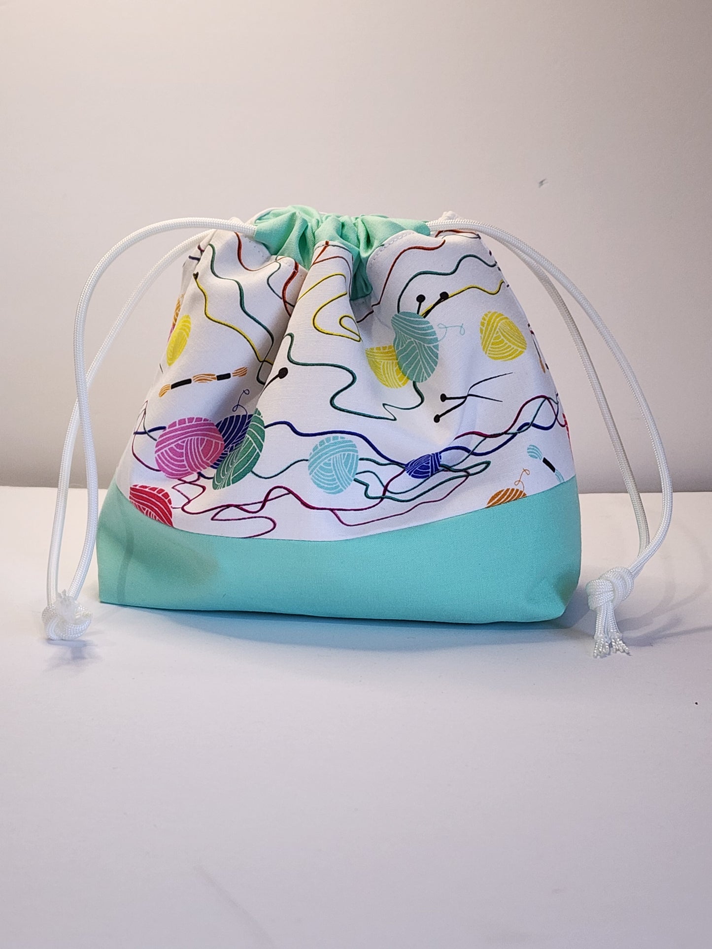 Small Yarn Ball Drawstring Project Bag