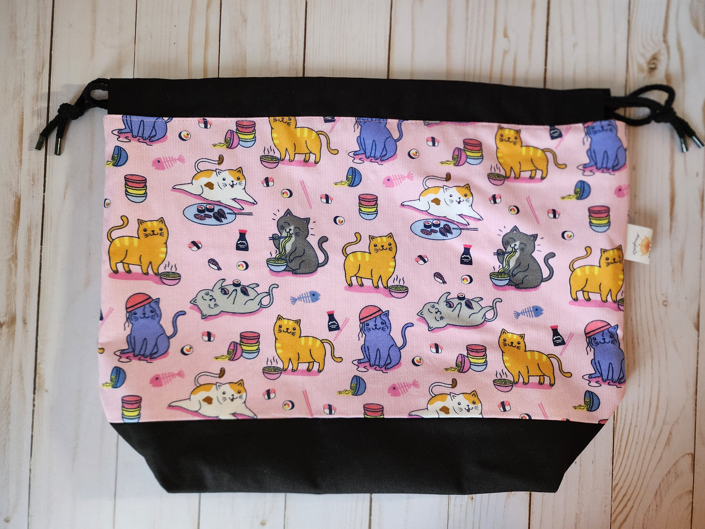 Sushi Cats Large Drawstring Project Bag