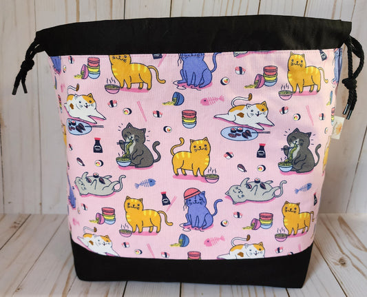 Sushi Cats Large Drawstring Project Bag