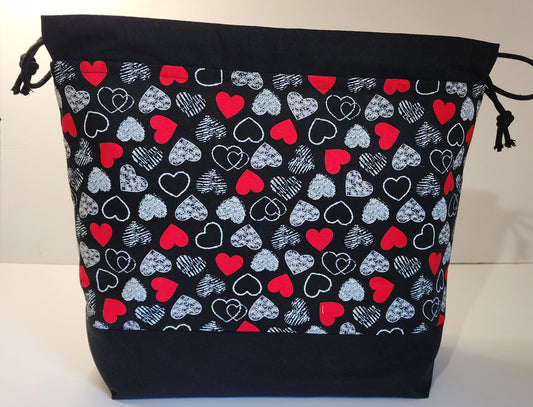 Dark Hearts Large Drawstring Bag