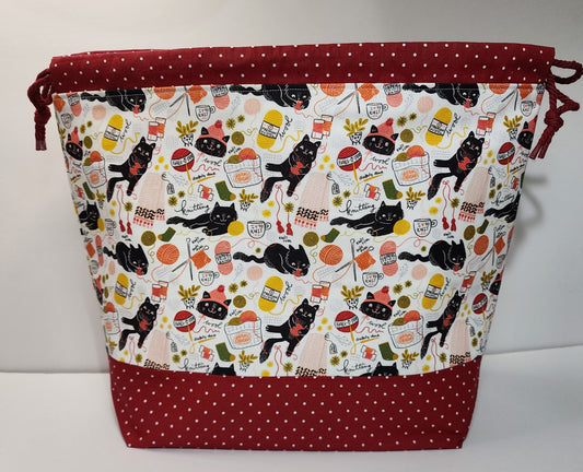 Knitting Kittens Large Drawstring Bag