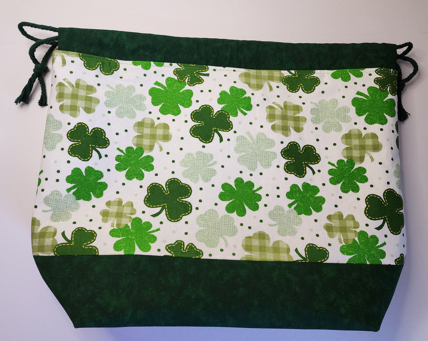 Lucky Clovers Large Handsewn Drawstring Bag