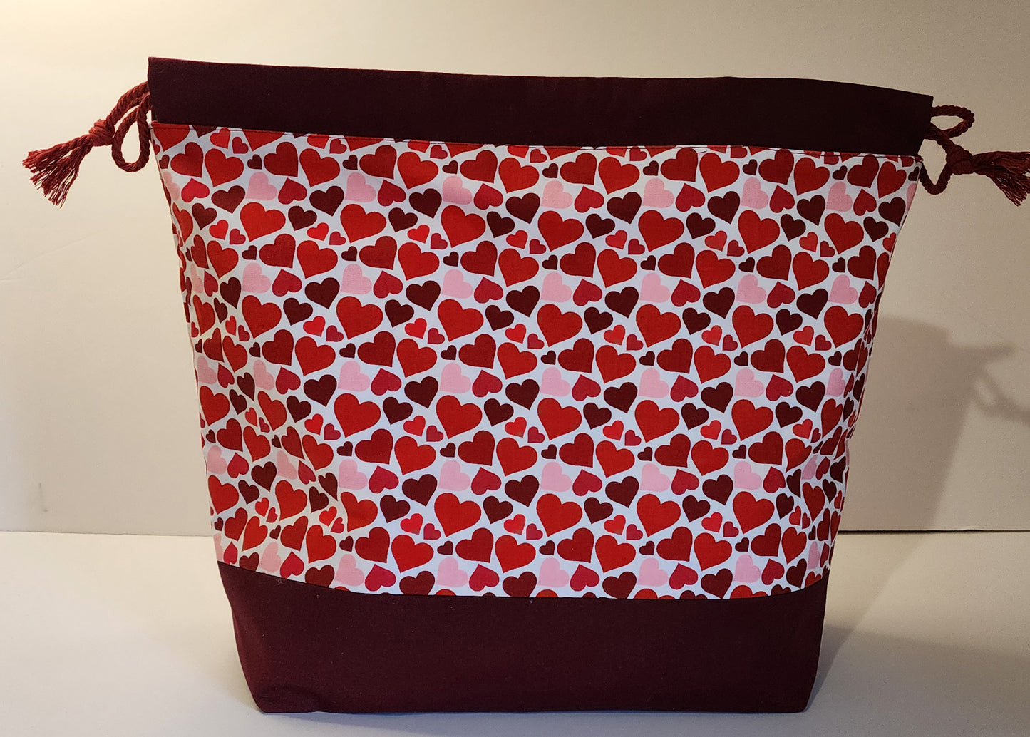 Multi Colored Hearts Large Drawstring Bag