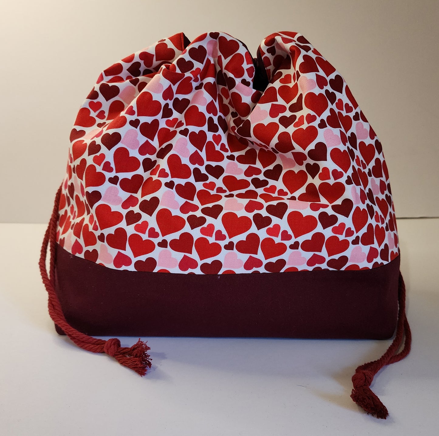 Multi Colored Hearts Large Drawstring Bag