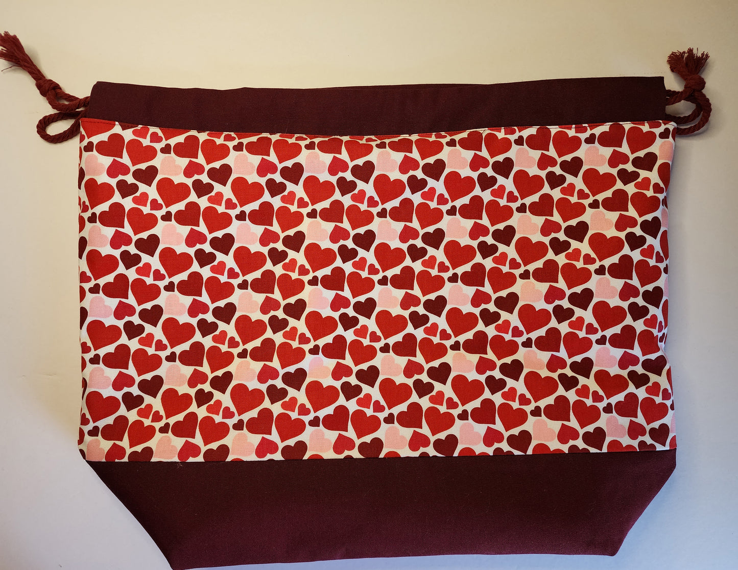 Multi Colored Hearts Large Drawstring Bag