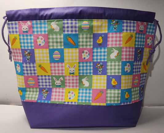 Purple With Easter Checker Large Project Bag