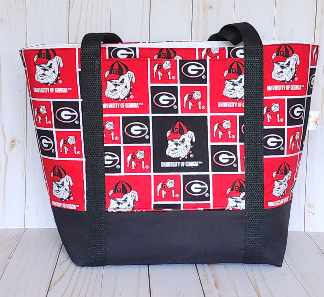Georgia Bulldog Tote Bag 1 inch smaller