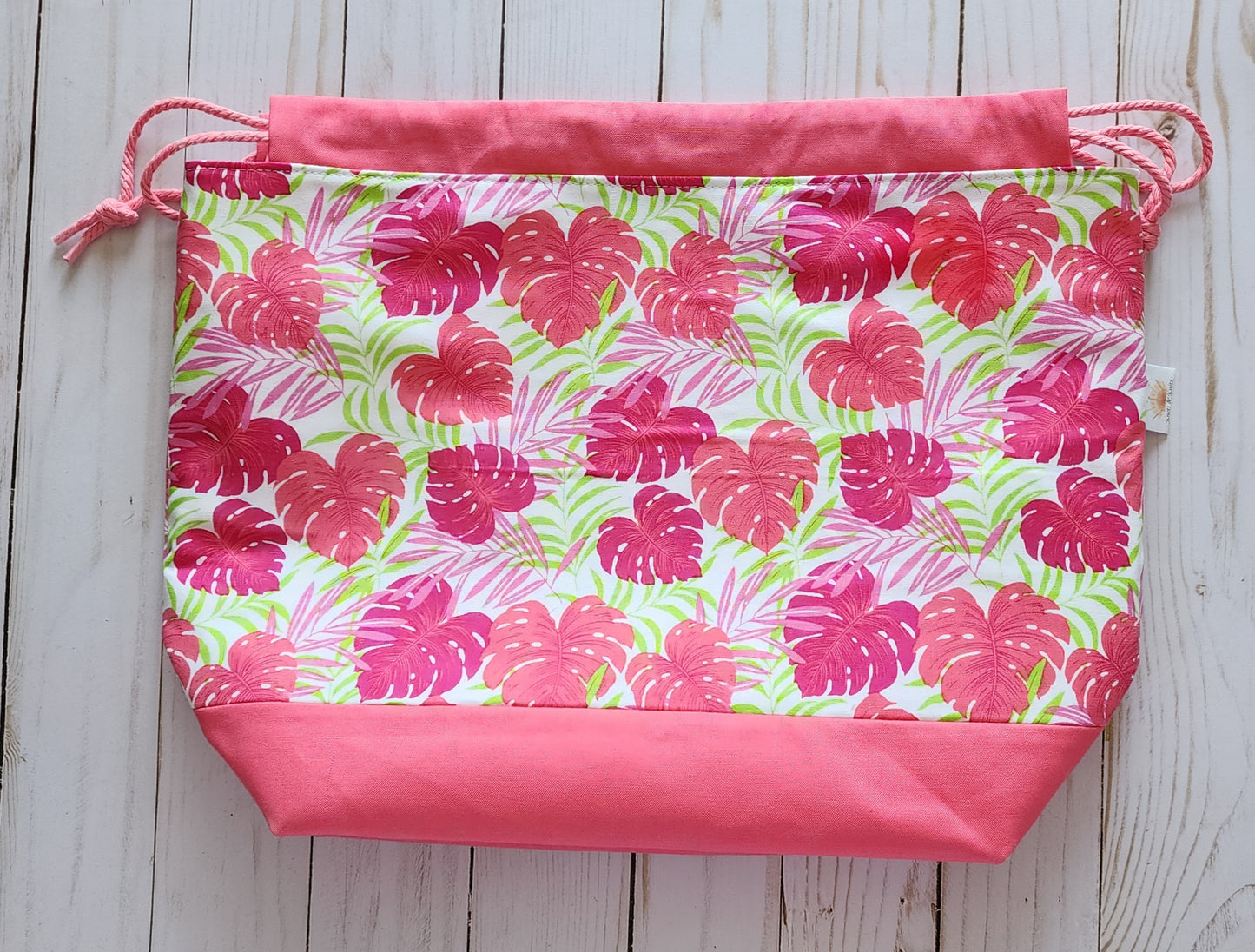 Tropical Pink Large Drawstring Project Bag