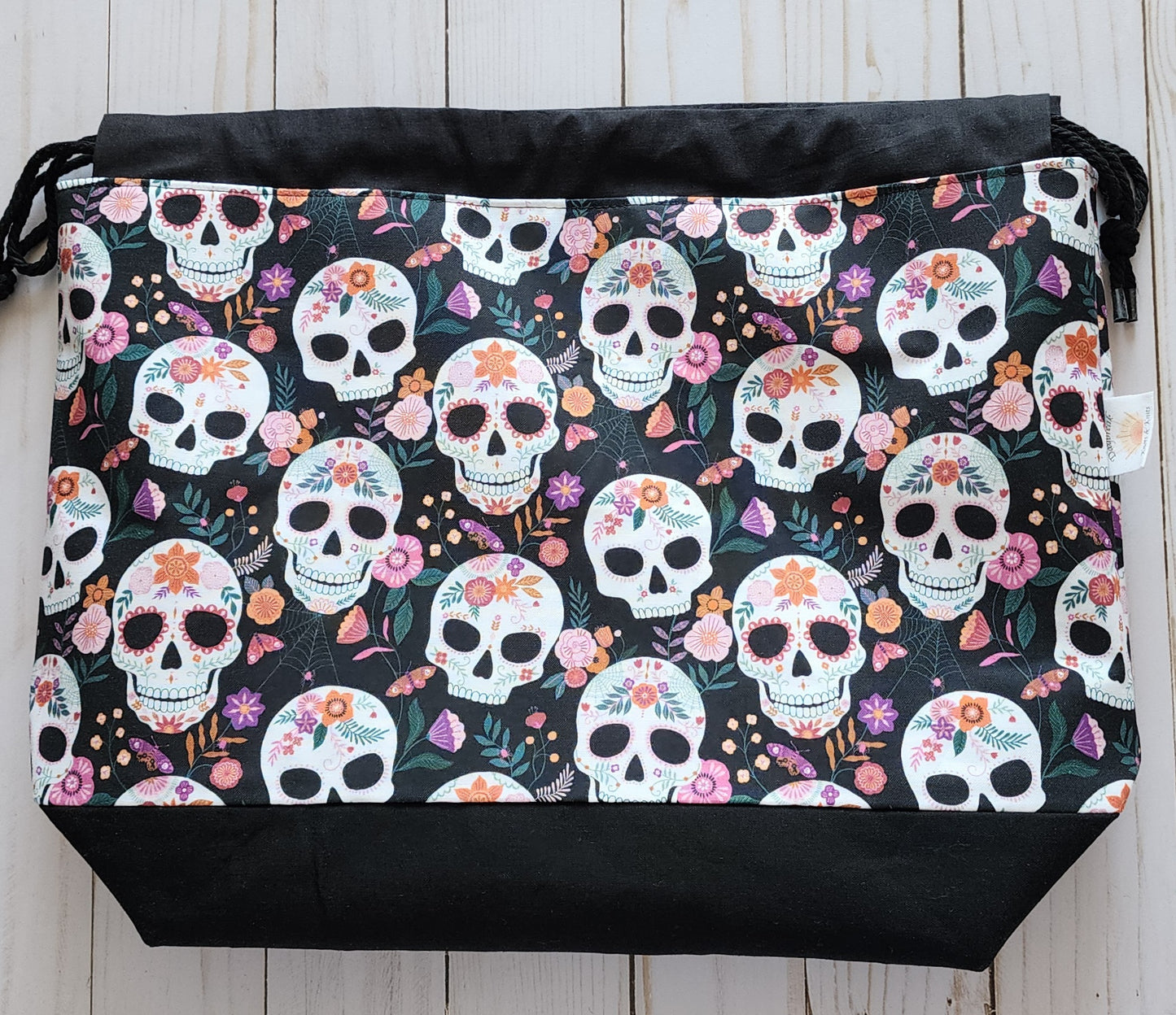 Large Sugar Skulls Drawstring Project Bag