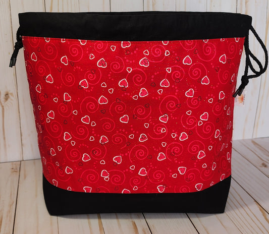 Glitter Hearts Large Drawstring Project Bag