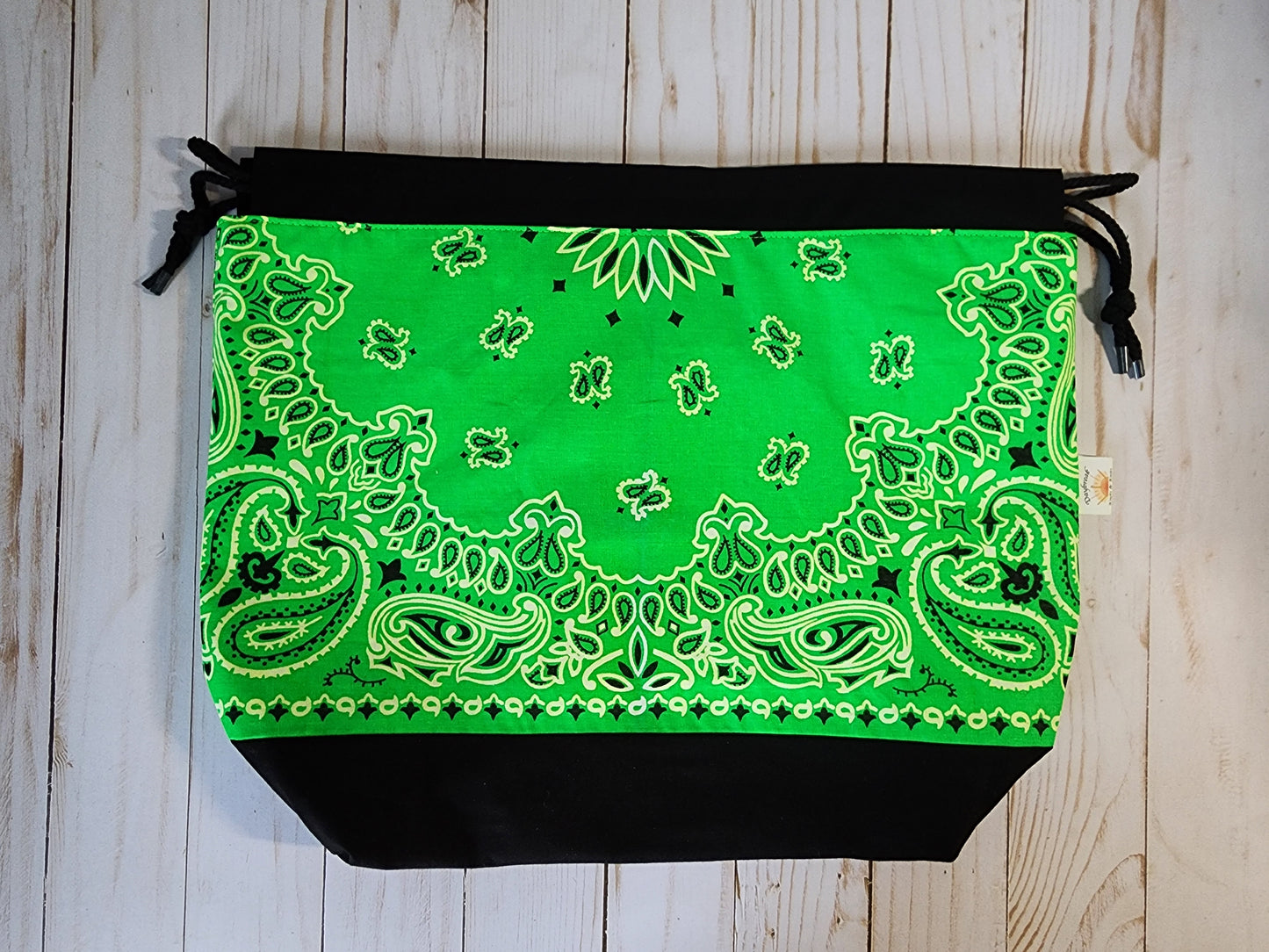 Neon Green Large Drawstring Project Bag