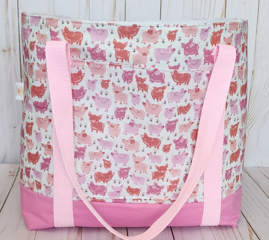 Pink Pigs Tote Bag RESERVED for Kim