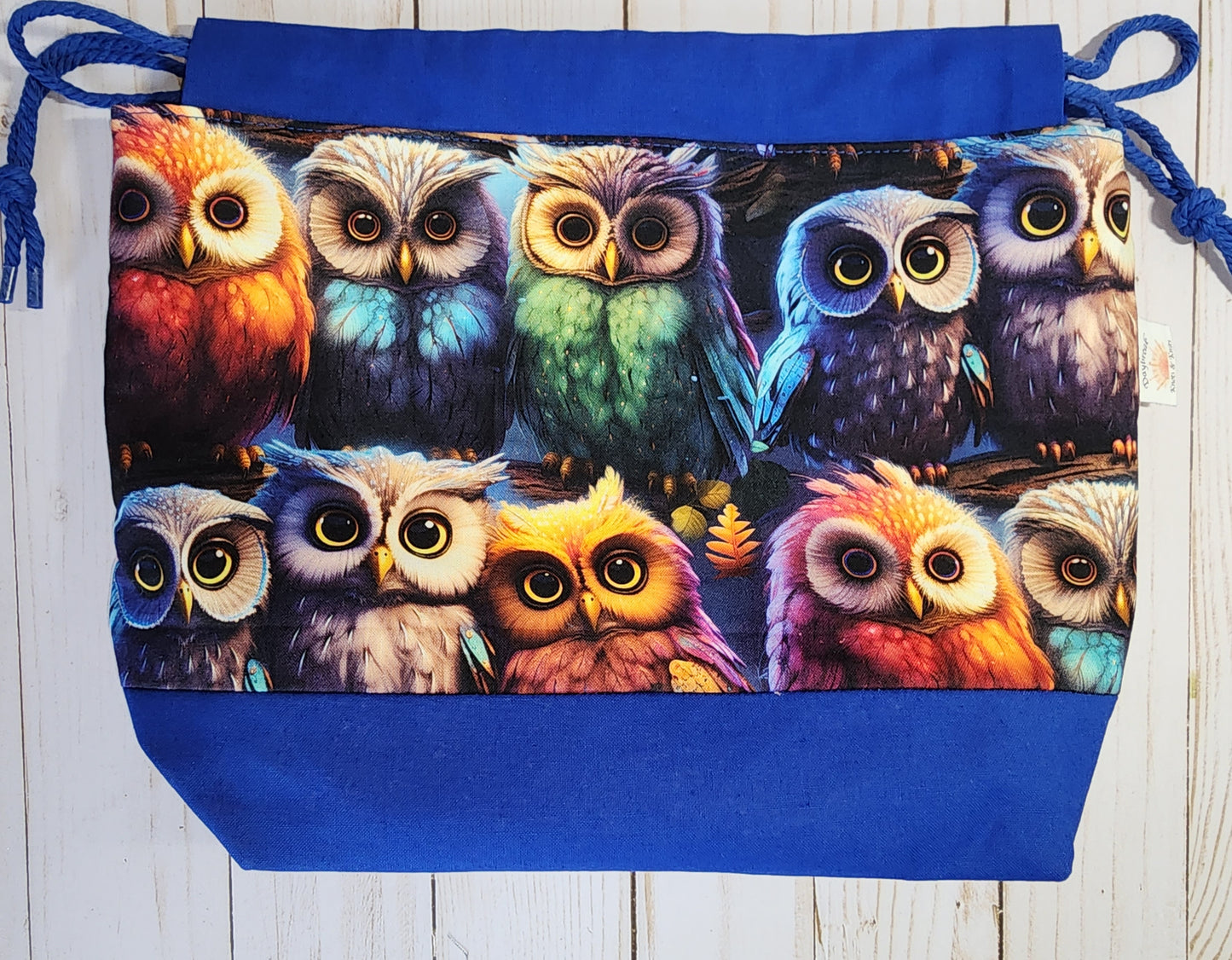 Owl Medium Drawstring Project Bag Reserved for Theresa