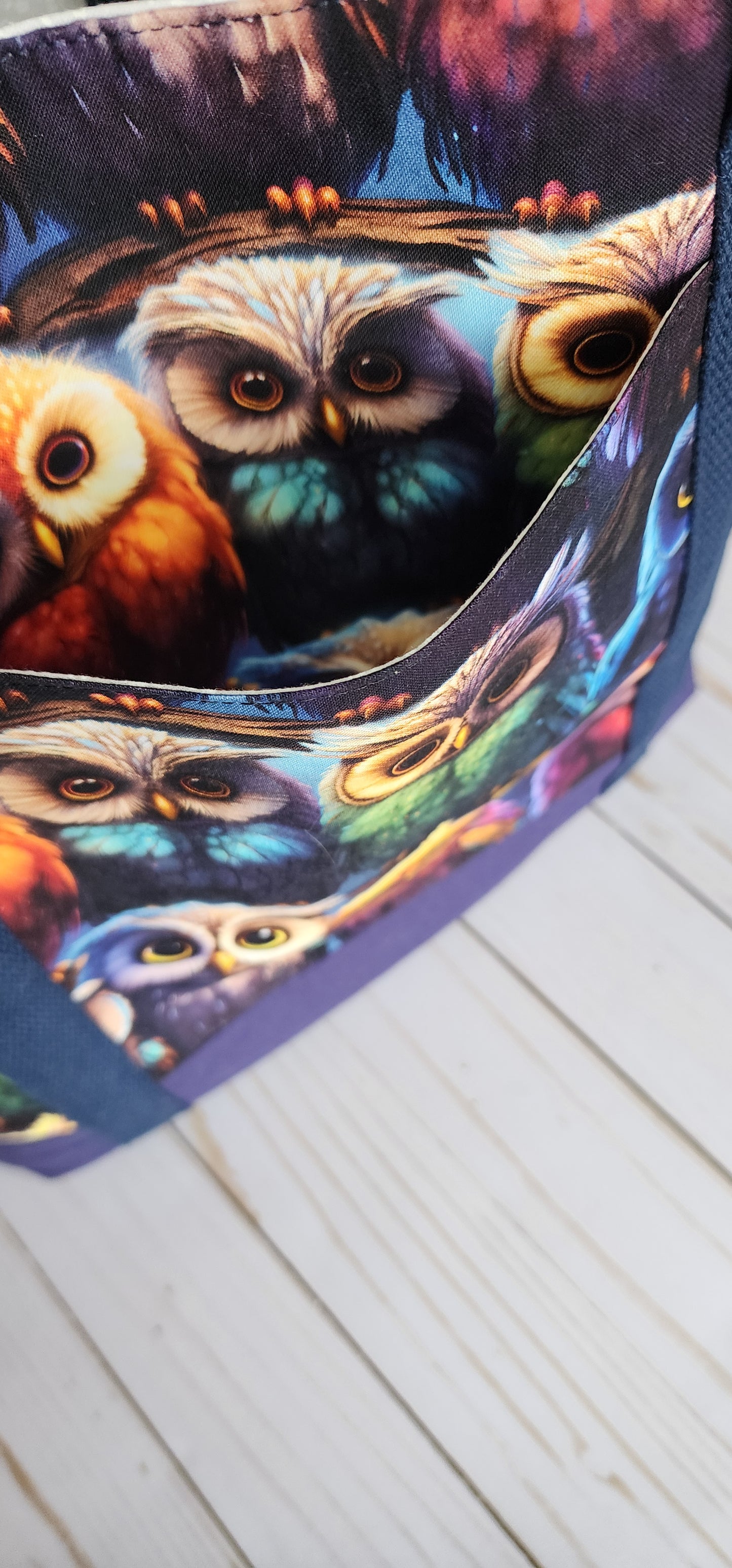 Owls Navy Tote Bag