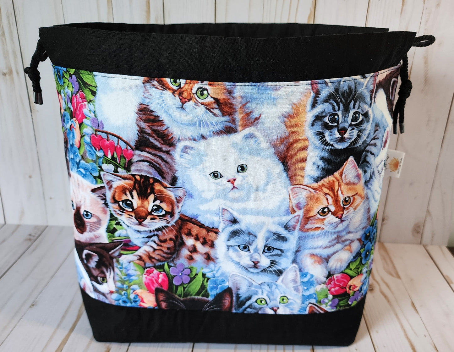 Kittens Large Drawstring Project Bag