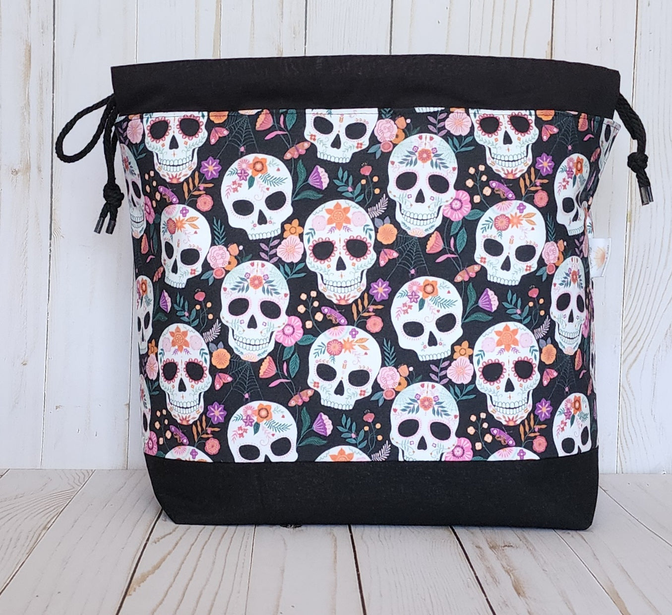 Large Sugar Skulls Drawstring Project Bag