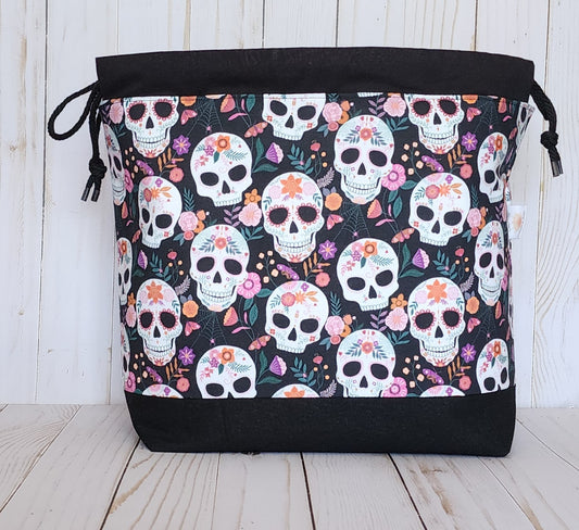 Large Sugar Skulls Drawstring Project Bag